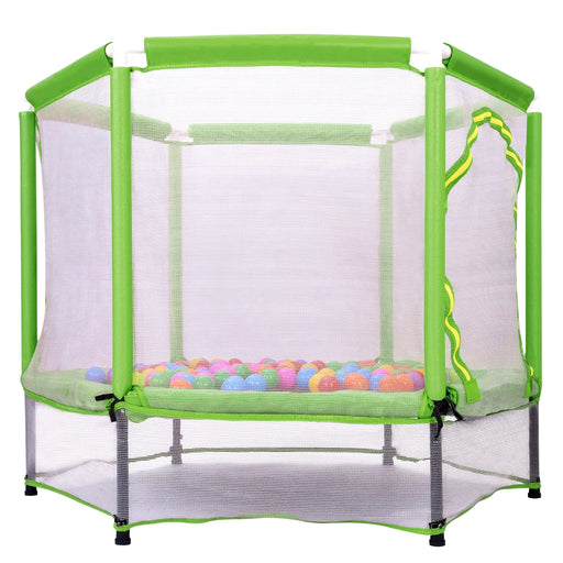 55'' Toddlers Trampoline with Safety Enclosure Net and Balls, Indoor Outdoor Mini Trampoline for Kids Default -DTYStore