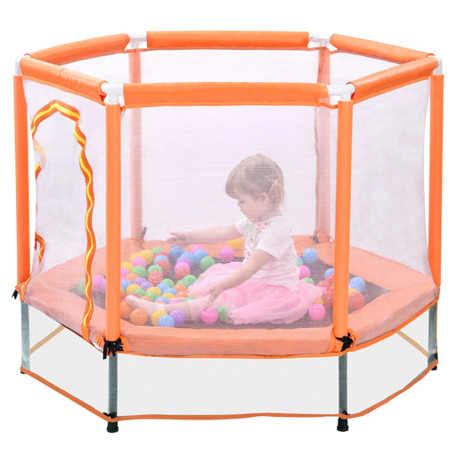 55'' Toddlers Trampoline with Safety Enclosure Net and Balls, Indoor Outdoor Mini Trampoline for Kids Default -DTYStore