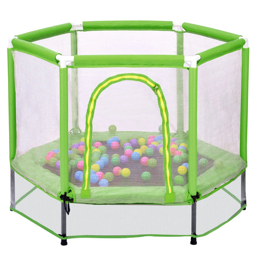 55'' Toddlers Trampoline with Safety Enclosure Net and Balls, Indoor Outdoor Mini Trampoline for Kids Default -DTYStore