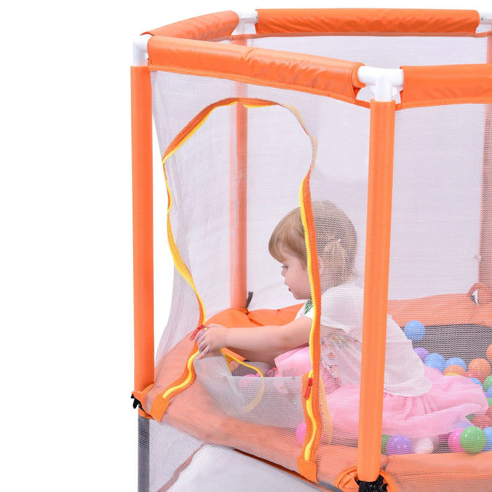 55'' Toddlers Trampoline with Safety Enclosure Net and Balls, Indoor Outdoor Mini Trampoline for Kids Default -DTYStore