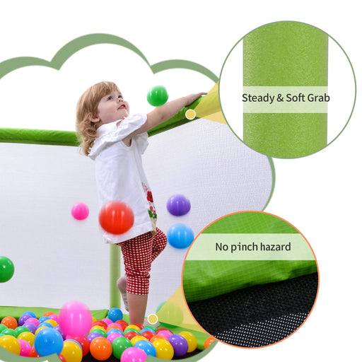 55'' Toddlers Trampoline with Safety Enclosure Net and Balls, Indoor Outdoor Mini Trampoline for Kids Default -DTYStore