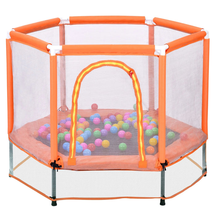 55'' Toddlers Trampoline with Safety Enclosure Net and Balls, Indoor Outdoor Mini Trampoline for Kids Default -DTYStore