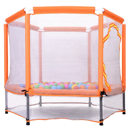 55'' Toddlers Trampoline with Safety Enclosure Net and Balls, Indoor Outdoor Mini Trampoline for Kids Default -DTYStore