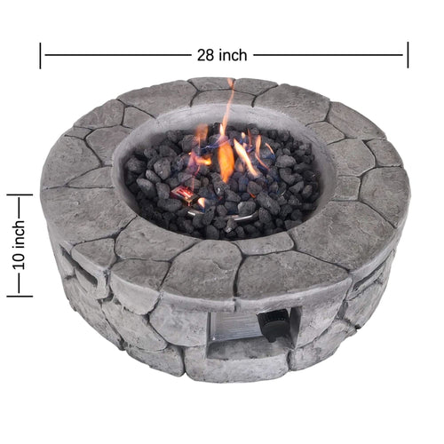 Outdoor Fire Pit 9-Inch Height x 28-Inch Width Stone Gray Fiber Reinforced Concrete - Image 3