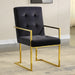 Modern Velvet Dining Arm Chair Set of 1, Tufted Design and Gold Finish Stainless Base - DTYStore