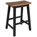 Farmhouse Rustic 2-piece Counter Height Wood Kitchen Dining Stools for Small Places, Walnut+Black - DTYStore