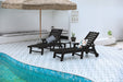 Lounge Chair with Side Table, 3-Piece Oversized Chaise Lounge Chair Set ,Black, All Weather Patio Lounge Chair with 5 Positions, Wheels & Cup Holder (2 Lounge chairs and 1 Table) - DTYStore