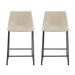 (Set of 2) Vintage Style 24-Inch Armless Industrial Faux Leather Counter Stool with Metal Legs and Footrest for Kitchen Island, Cafe, Pub, Bar Counter, Cream and Black - DTYStore