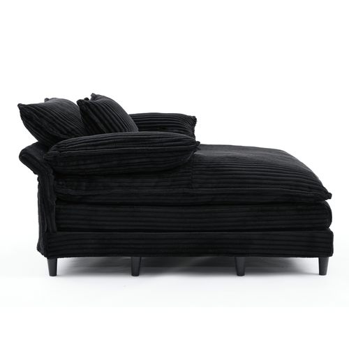 [NEW ARRIVED] [VIDEO PROVIDED] 54.75' W Oversized Chaise Lounge Chair,Fluffy cushioned sofa bed,Deep Seat,Corduroy,2 Pillows,4 gears can be adjusted,Leisure Sleeper Sofa Chair for Living Room, Black - Image 27