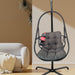 Swing Egg Chair with Stand Indoor Outdoor Wicker Rattan Patio Basket Hanging Chair with C Type bracket , with cushion and pillow,Patio Wicker folding Hanging Chair( Special construction cup holder - DTYStore