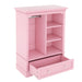 Open children's wardrobe with a hanging rod and open shelves, one large drawer, low design close to the ground for easy access,Pink. - DTYStore