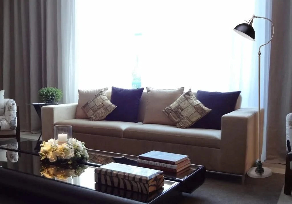 56''H SATIN NICKLE GOOD NECK FLOOR LAMP Default -DTYStore