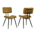 Set of 2 Leather Upholstered Side Chairs, Camel and Black - DTYStore