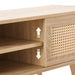 55.12" Rattan TV cabinet, double sliding doors for storage, adjustable shelf, solid wood legs, TV console for living room ,natural - DTYStore