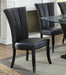 Black Faux Leather Upholstered Lines back Set of 2pc Chairs Dining Room Wide Flair back Chair - DTYStore
