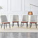 A modern dining chair with a light gray brown dual tone PU leather backrest and black metal legs, suitable for kitchens, bedrooms, and offices. Set of 4 pieces (light gray+brown+PU)C-007 W1151118958 - DTYStore