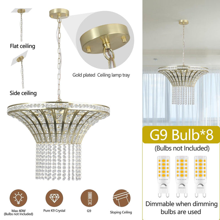 8-Light 23.6" Wide Crystal Waterfall Chandelier - DTYStore