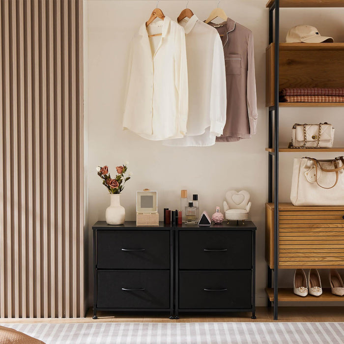 Drawers Dresser Chest of Drawers,Metal Frame and Wood Top,Black - DTYStore