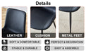 Black artificial leather backrest cushion dining chair, black metal legs, curved widened cushion design for more comfort, suitable for restaurants, kitchens, bedrooms, offices.(4 chairs) 0502 - DTYStore