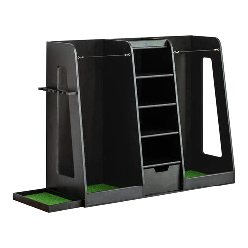 55.5''x16''x37''(LxWxH) Wooden Golf Bag Organizer and Storage Rack, High Quality Wooden 2 Golf Bag Rack with Drawers, Easy to Assemble Golf Club Holder/Stand with Club Holders on Side,Black - Image 12