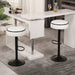Round Storage Bar Stool Set of 2, White Faux Leather Height Adjustable Barstool, 360°Counter Height Swivel Stool, Armless Bar Chair with Metal Frame for Kitchen Counter Dining Living Room - DTYStore
