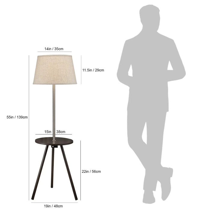 57' Round Sofa Side Table w/ Lamp and Power Station (1.56/9.9) Default -DTYStore