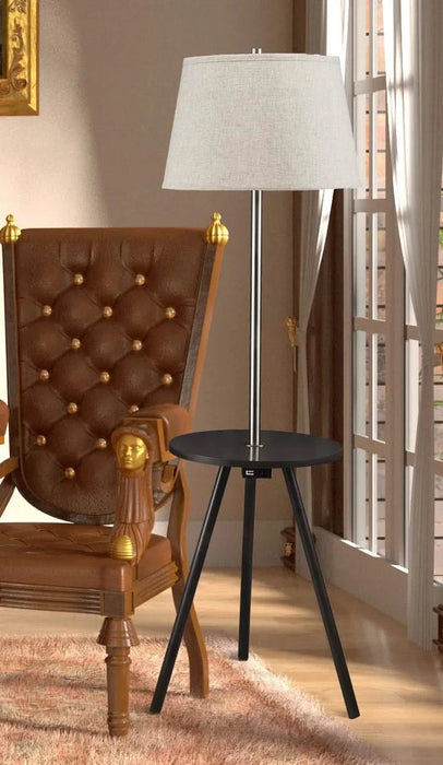 57' Round Sofa Side Table w/ Lamp and Power Station (1.56/9.9) Default -DTYStore