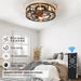 Caged Ceiling Fan with Lights Remote Control, Low Profile Flush Mount Farmhouse Modern Ceiling fans, 6 Speeds Reversible Blades, 5 LED Bulbs Include(Black) - DTYStore