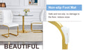 Luxury Simple Arch Chair - Set of 6 White PU Material High Resilience Dining Chair with Arched Metal Gold Leg. - DTYStore