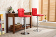 Swivel Faux Leather Adjustable Hydraulic Bar Stool, Set of 2, Red - DTYStore