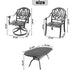 7-Piece All-Weather Cast Aluminum Dining Set, Include 2 Swivel Chairs,4 Dining Chairs and Oval Table With Black Frame - DTYStore
