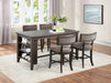 Kitchen Dining Room Chairs Solid wood & Veneer 2pcs High Chair Set Cushion Curved Seat back Rustic Espresso Counter Height Chairs - DTYStore