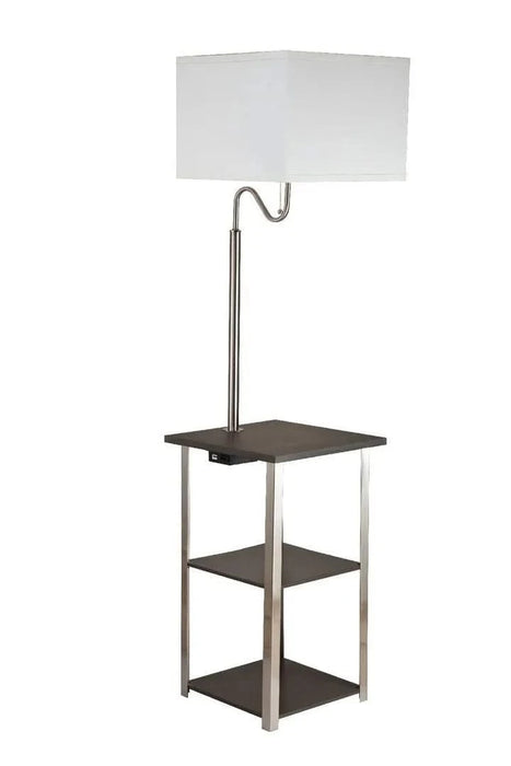 58' Tall' Dru' Square Side Table Floor Lamp with Charging and USB Port, Silver Default -DTYStore