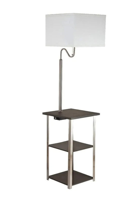 58' Tall' Dru' Square Side Table Floor Lamp with Charging and USB Port, Silver Default -DTYStore
