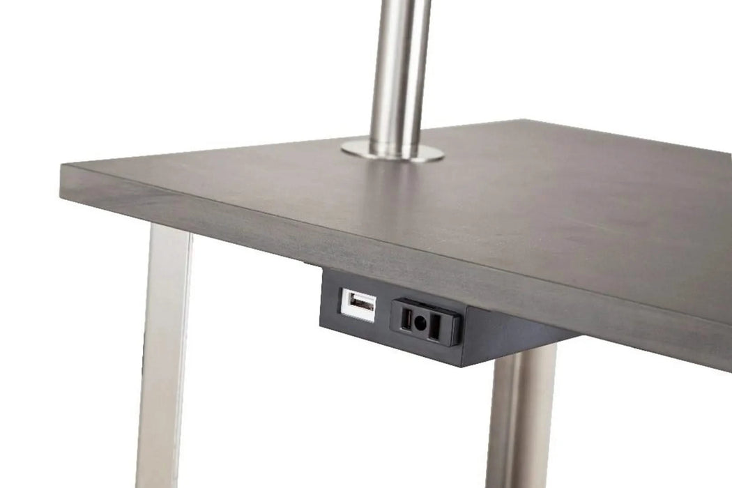 58' Tall' Dru' Square Side Table Floor Lamp with Charging and USB Port, Silver Default -DTYStore