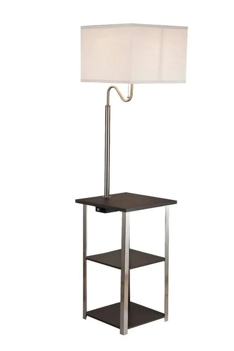 58' Tall' Dru' Square Side Table Floor Lamp with Charging and USB Port, Silver Default -DTYStore