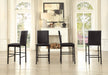 Metal Frame Counter Height Chairs Set of 4 Brown Faux Leather Seat Black Metal Finish Dining Chairs - DTYStore