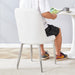 4 modern dining chairs, smooth PU leather backrest and silver-toned metal legs for a comfortable home experience for kitchens, bedrooms and offices. - DTYStore