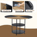 Table and chair set.A 47.3-inch diameter modern spliced color circular dining table - double-layer storage.Paired With 4 brown technology fabric dining chairs, simple and versatile, comfortable. - DTYStore