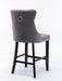 Contemporary Velvet Upholstered Barstools with Button Tufted Decoration and Wooden Legs, and Chrome Nailhead Trim, Leisure Style Bar Chairs,Bar stools, Set of 2 (Gray),SW1902GY - DTYStore