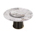 59.05'Modern Artificial Stone Round White Panel Metal Iron Base Dining Table-31.5'White Artificial Stone Turntable-Can Accommodate 6-8 People(Not Including Chairs) Default -DTYStore