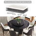 59.05' Round Marble Dining Table with Black Textured Solid Wood Base, Artificial Marble for 6-8 People, 31.5'Black Artificial Stone Turntable,Black (Dining Table Only) Default -DTYStore