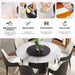 59.05' Round Marble Dining Table with Black Textured Solid Wood Base, Artificial Marble for 6-8 People, 31.5'Black Artificial Stone Turntable,White&Black (Dining Table Only) Default -DTYStore