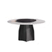 59.05' Round Marble Dining Table with Black Textured Solid Wood Base, Artificial Marble for 6-8 People, 31.5'Black Artificial Stone Turntable,White&Black (Dining Table Only) Default -DTYStore