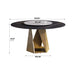 59.05' Round Marble Dining Table with Bronze Iron Metal Base, Artificial Marble for 6-8 People, 31.5'White Artificial Stone Turntable,White&Black (Dining Table Only) Default -DTYStore