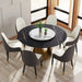 59.05' Round Marble Dining Table with Bronze Iron Metal Base, Artificial Marble for 6-8 People, 31.5'White Artificial Stone Turntable,White&Black (Dining Table Only) Default -DTYStore
