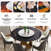 59.05' Round Marble Dining Table with Bronze Iron Metal Base, Artificial Marble for 6-8 People, 31.5'White Artificial Stone Turntable,White&Black (Dining Table Only) Default -DTYStore