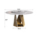 59.05' Round Marble Dining Table with Bronze Iron Metal Base, Artificial Marble for 6-8 People, 31.5'White Artificial Stone Turntable,White (Dining Table Only) Default -DTYStore