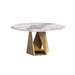 59.05' Round Marble Dining Table with Bronze Iron Metal Base, Artificial Marble for 6-8 People, Dining Room/Living Room Kitchen Dining Table,White (Dining Table Only) Default -DTYStore