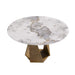 59.05' Round Marble Dining Table with Bronze Iron Metal Base, Artificial Marble for 6-8 People, Dining Room/Living Room Kitchen Dining Table,White (Dining Table Only) Default -DTYStore